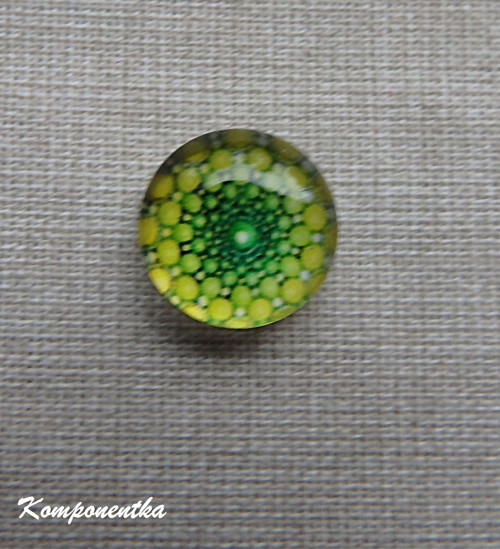 Skleněný kabošon s mandalou 12mm 1kus