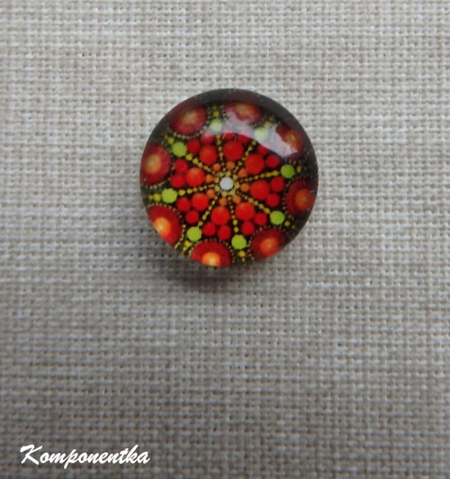 Skleněný kabošon s mandalou 12mm 1kus