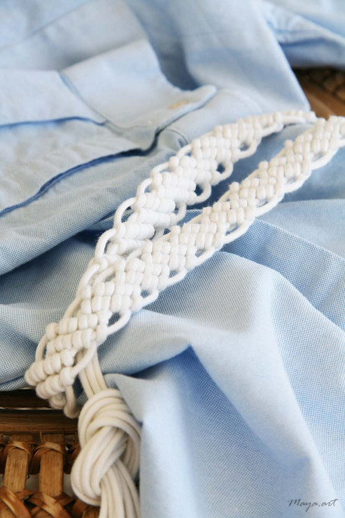 Drhaný pásek MACRAMÉ BELTS bílý