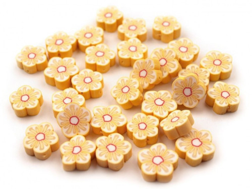 Korálky Fimo květinka pr.15mm (5ks) - sv.žlutá
