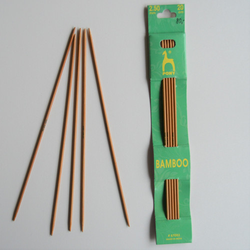 Bambusové ponožkové jehlice délka 20cm, síla 2,5mm
