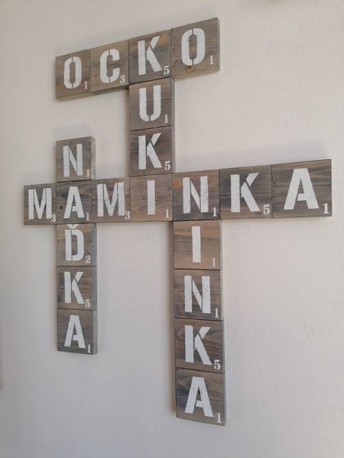 Scrabble - drevené písmenká na stenu IV