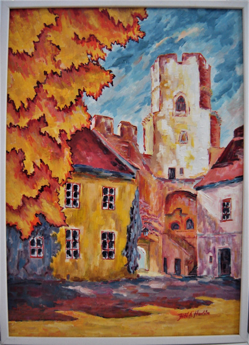 "Hradní nádvoří v Laa a.d.T." olej na plátně 70x50