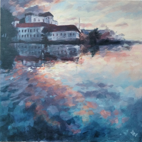 Zrcadlení - akryl na plátně 80x80cm, originál