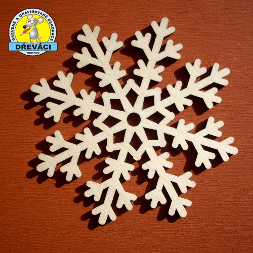 Dřevěná vločka - ozdoba 8 cm - KV0160 E