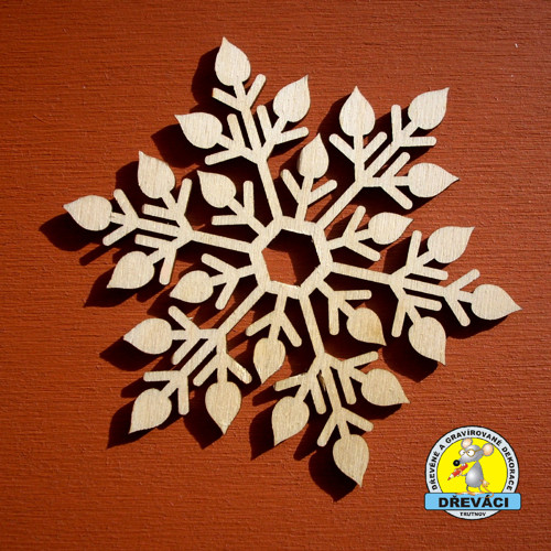 Dřevěná vločka - ozdoba 8 cm - KV0160 F