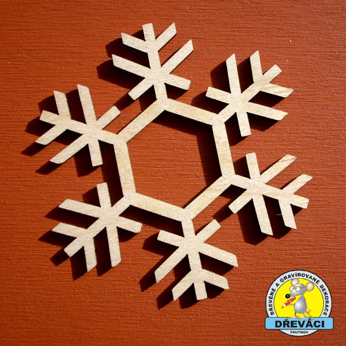 Dřevěná vločka - ozdoba 8 cm - KV0160 G