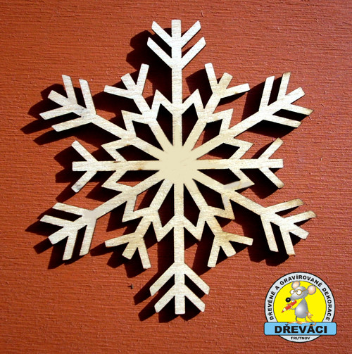 Dřevěná vločka - ozdoba 8 cm - KV0160 H