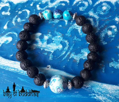Blue Ocean Black Lava Bracelet