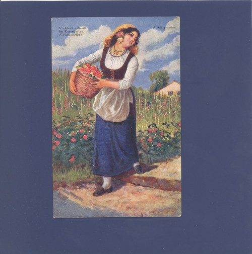 V růžové zahradě - pohlednice, celistvost