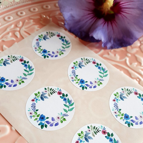 Samolepky - květinové věnce - barevné