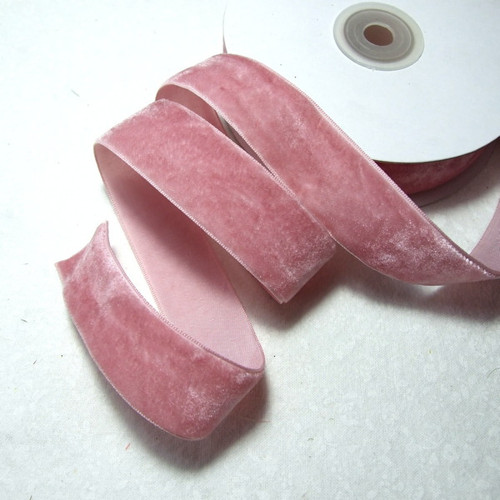 Stuha sametová š. 2,5 cm - starorůžová