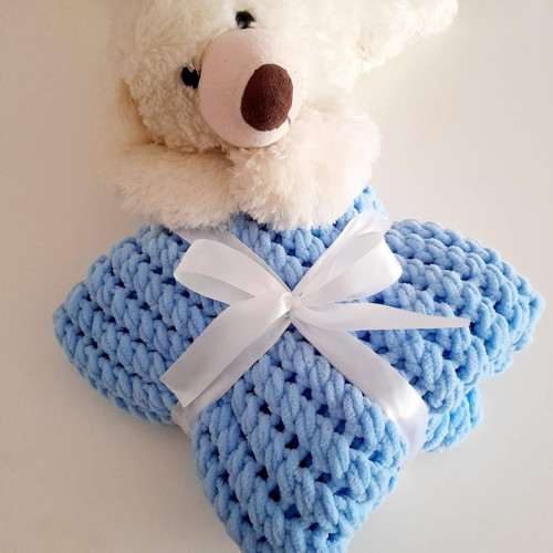 Pletená dečka Fluffy Baby Blue — foto 1