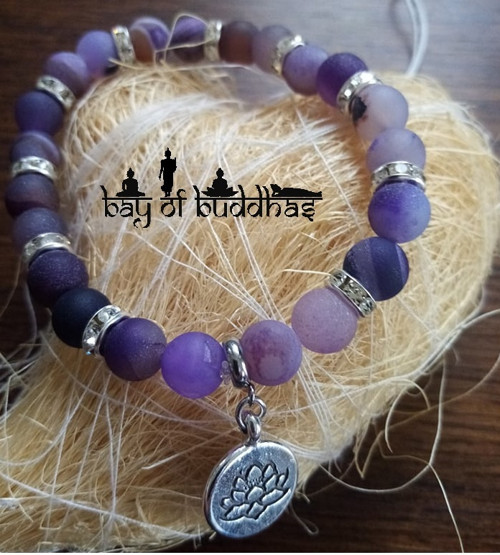 Náramek Purple crystal agate lotus