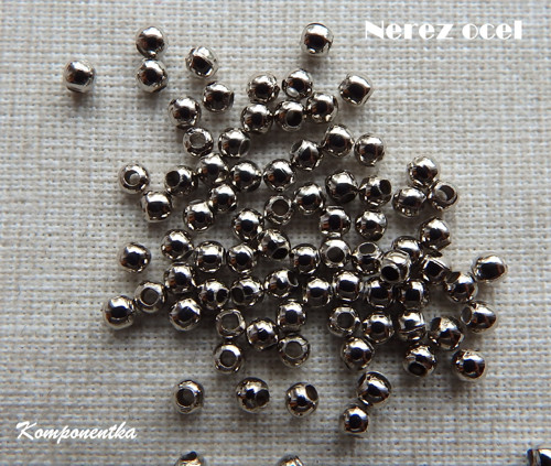 Kovový korálek nerez ocel 3mm 10kusů