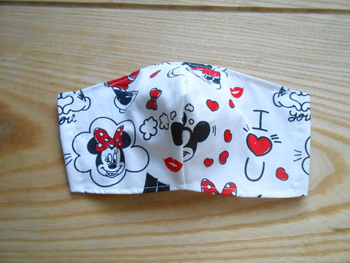 Rouška bílá s červenými mašličkami Minnie