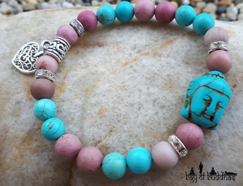 Pink and Turquoise Buddha Heart Bracelet