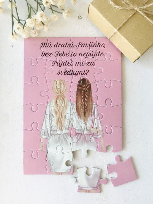 Puzzle pro svědkyni nebo družičku růžové