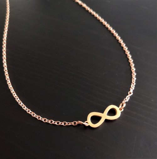 Ocelový náhrdelník*infinity*nekonečno*rosegold