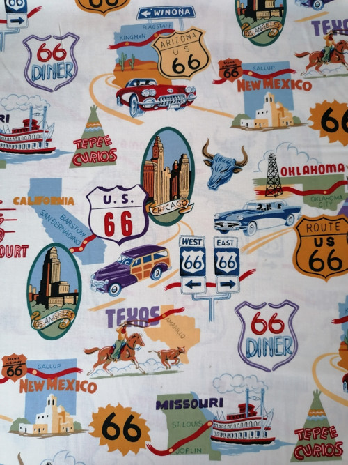 Dizajnová bavlnená látka ROUTE 66