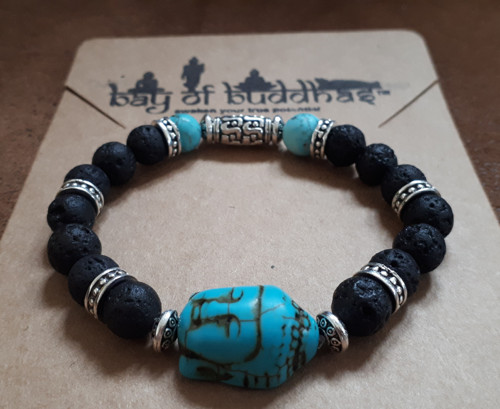 Náramek Turquoise Black Lava Buddha