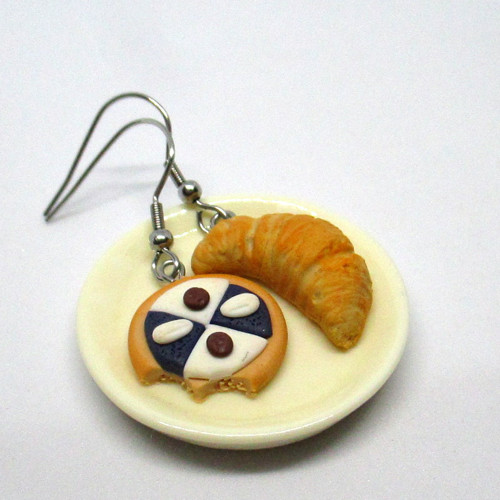 Náušnice koláček a croissant