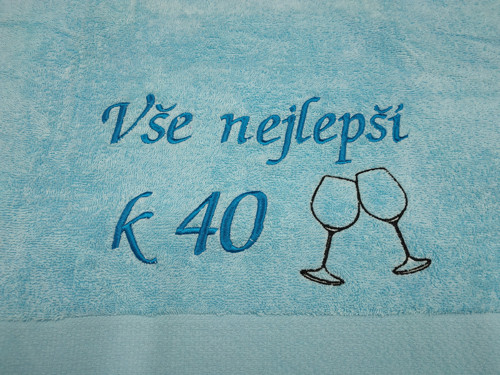 Osuška s výšivkou blahopřání k 40