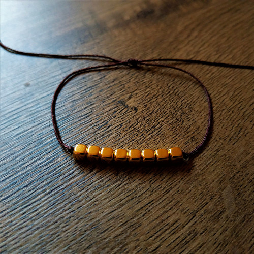 Minimalistický náramek - zlatá/hnědá