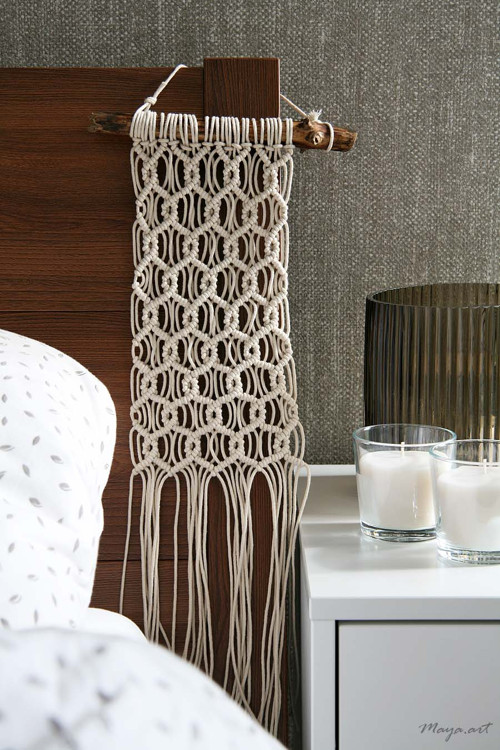 Přírodní malý macramé WALLHANGING plástve
