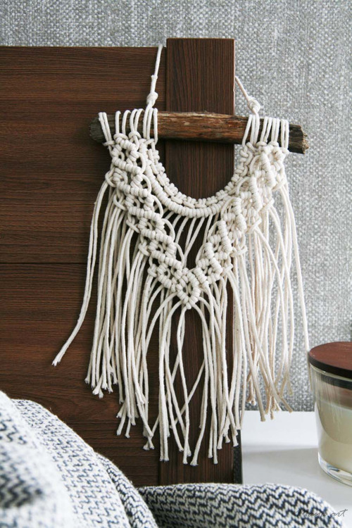 Přírodní malý macramé WALLHANGING