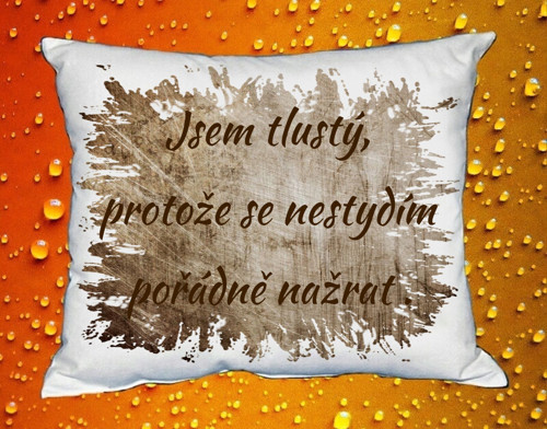Polštář se vtipem Jsem tlustý protože ... č.02