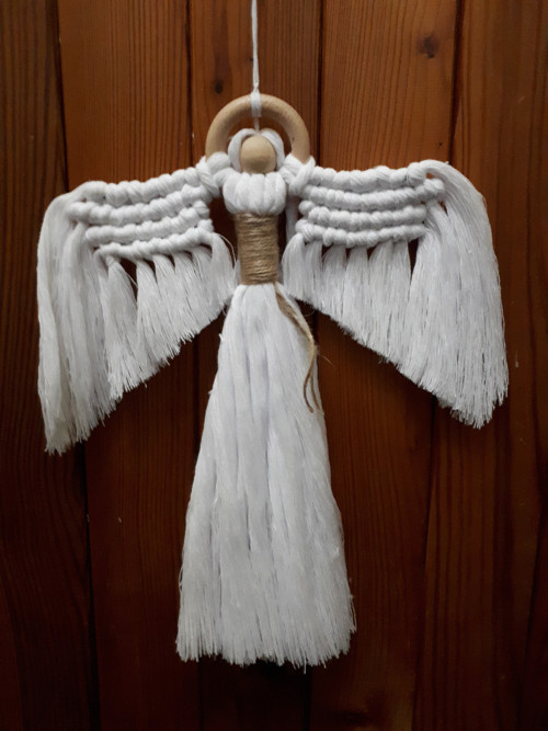 Dekorace macramé anděl - patron ochrany