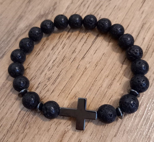 Náramek láva s křížem