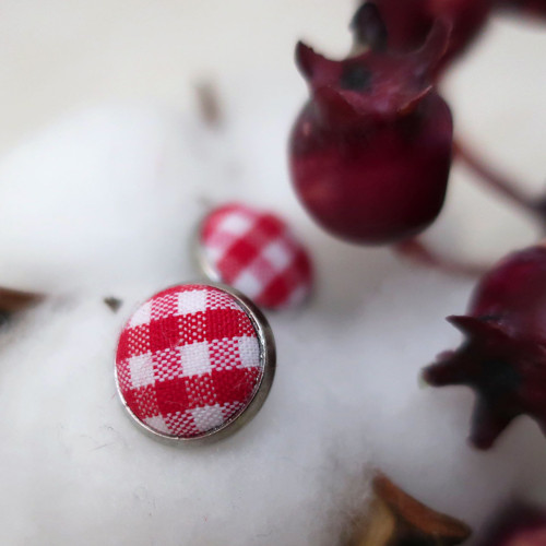 Buttonkové puzetky Kostkované 12mm *na objednávku
