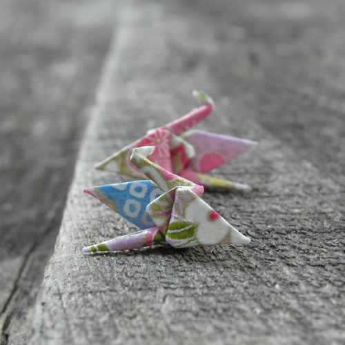 Origami náušnice - puzeta jeřáb mini — foto 1