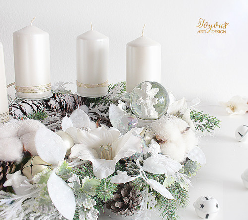 Třpytivý rustikální adventní věnec — foto 1