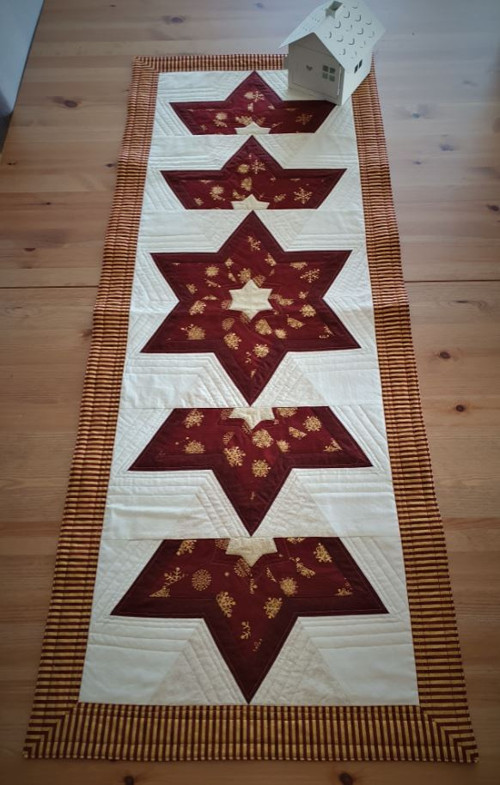 Štola vánoční hvězdná 128 x 50 cm