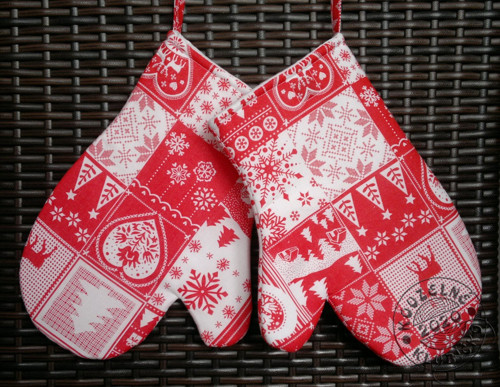 Vánoční chňapka červený patchwork - cena za 1 ks