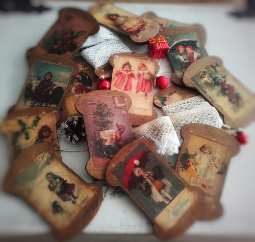 Špulky - vintage špulka plochá Christmas time