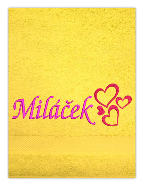 Osuška s výšivkou Miláček + srdíčka 10