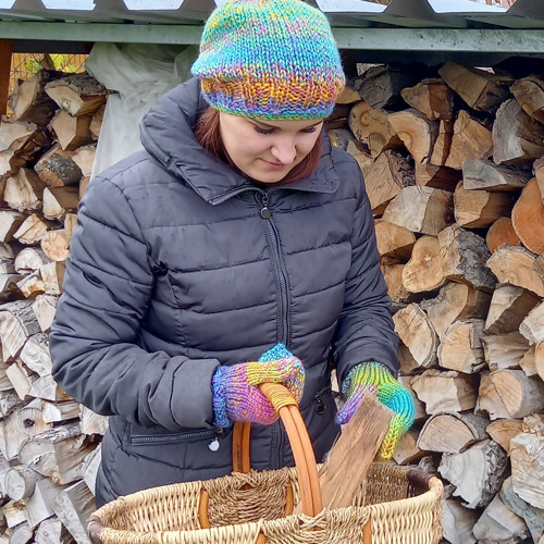 Pletená souprava čepice a rukavice