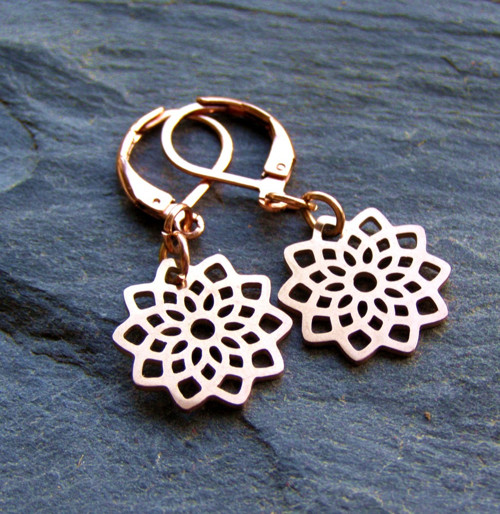Náušnice z chir. oceli - KVĚT ŽIVOTA ROSE GOLD