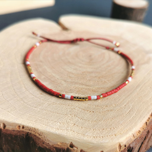 Miyuki náramek GOLD / RED