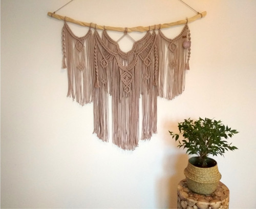 Macramé závěs béžový velký — foto 1
