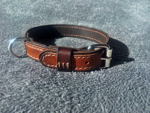 Kožený obojek pro psa (š.2,5 cm) s vodítkem