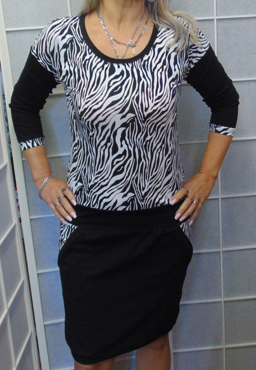 Šaty -ZEBRA -3/4 rukáv