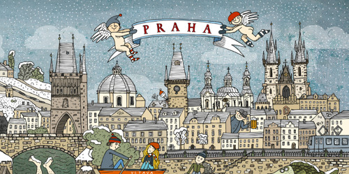 Pohled DL - Praha zimní panorama 2/2