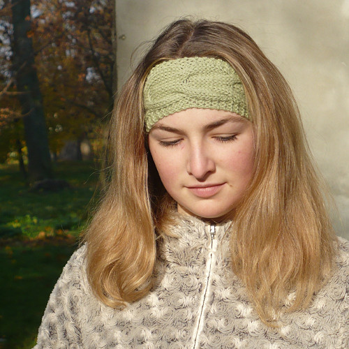 Vlněná čelenka....zelená — foto 1