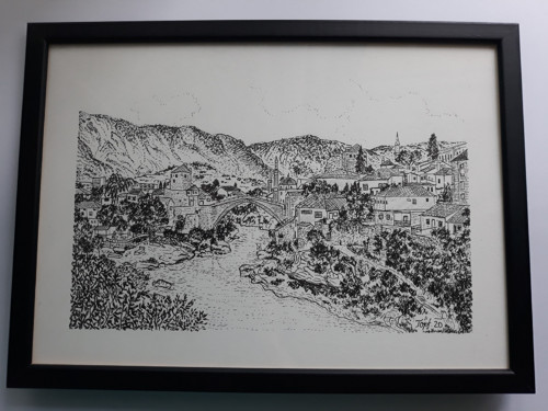 Mostar - Bosna a Hercegovina - perokresba