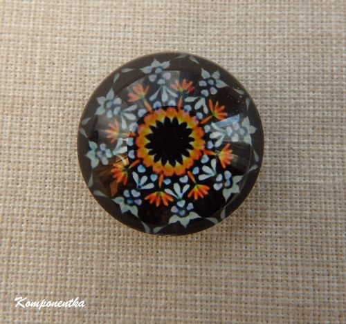 Skleněný kabošon s mandalou 20mm 1kus